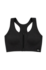 Bralette Sportiva Compressiva con Zip Frontale ad Alto Sostegno - Nero