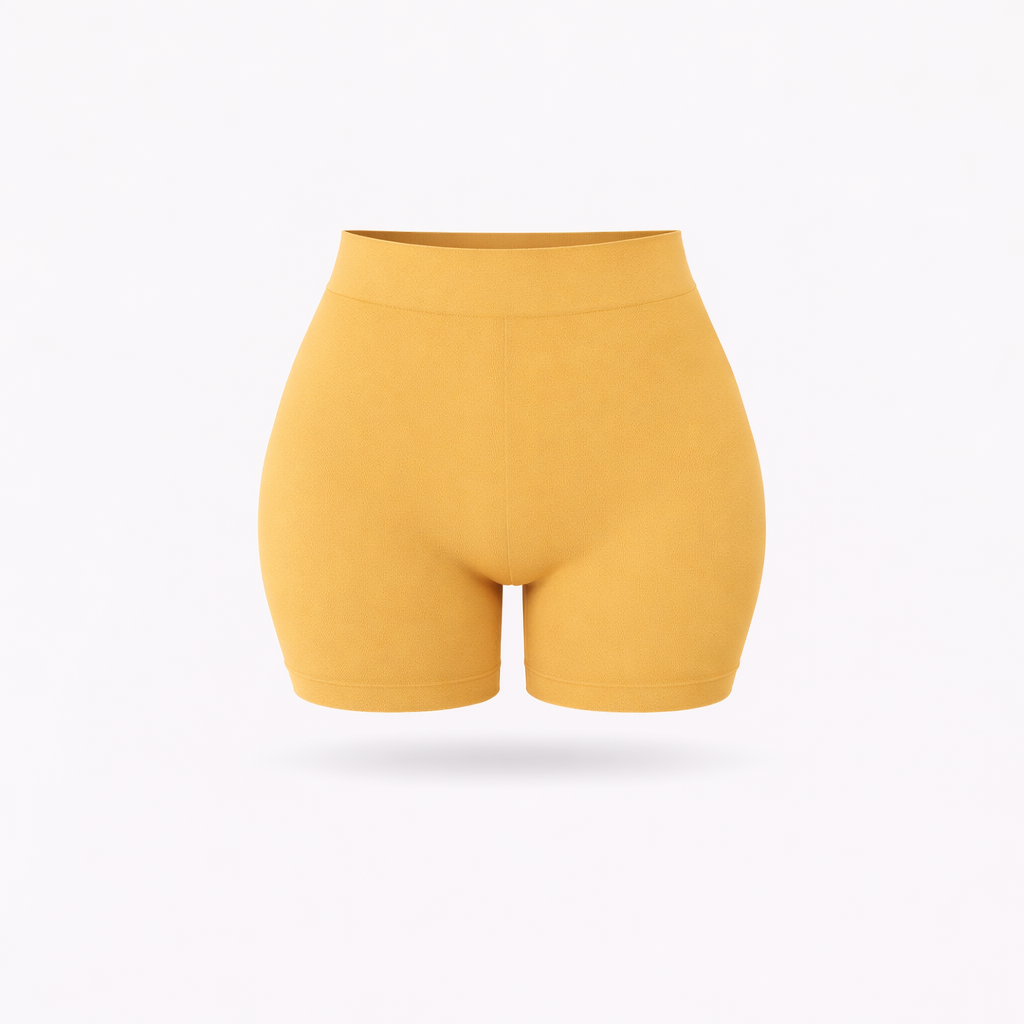 Shorts Vita Alta Ocra Curvy per Taglie Forti | Leela Lab