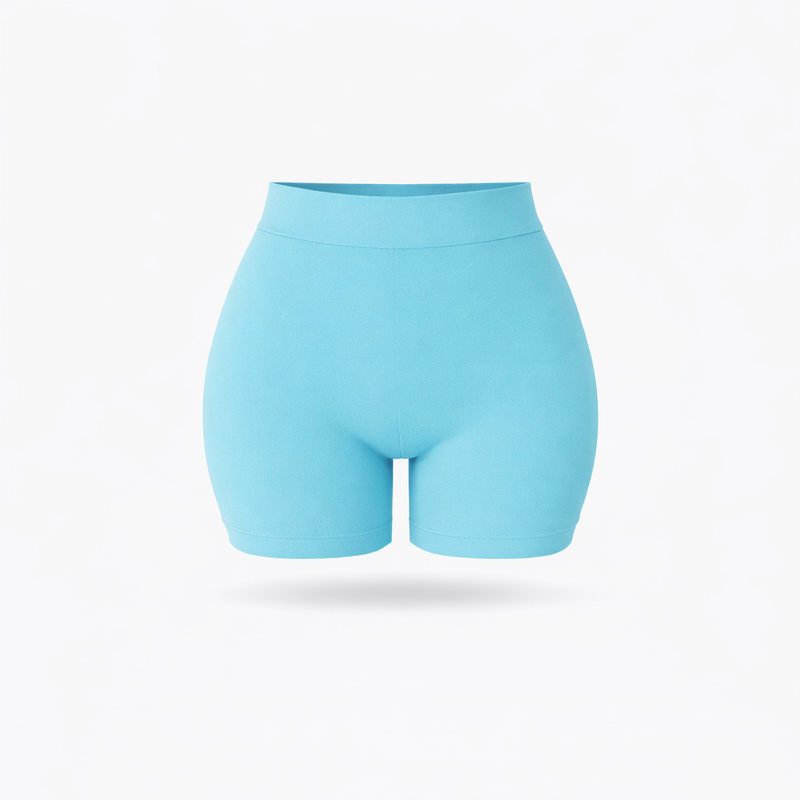 Shorts Vita Alta Verde Acqua Curvy per Taglie Forti | Leela Lab