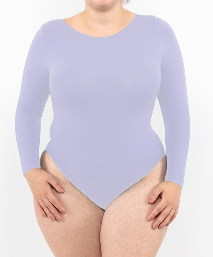 Body Curvy Manica Lunga Lilla Indossato Taglie Forti | Leela Lab