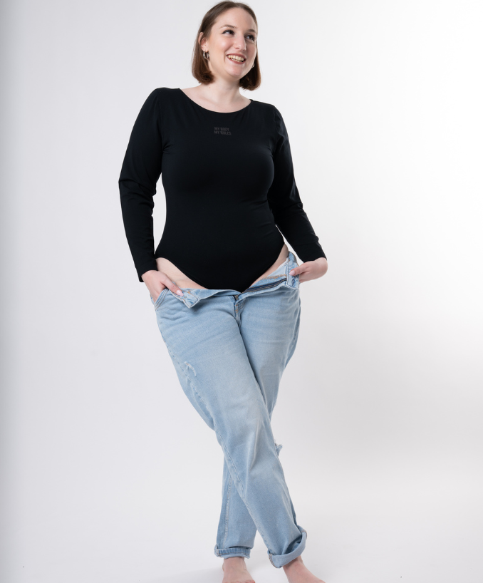 Body Seamless Manica Lunga My Body My Rules Nero Curvy outfit | Leela Lab