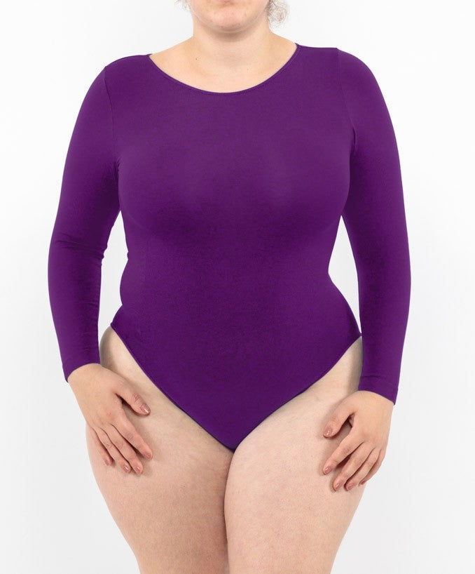 Body Curvy Manica Lunga Viola Indossato Taglie Forti | Leela Lab