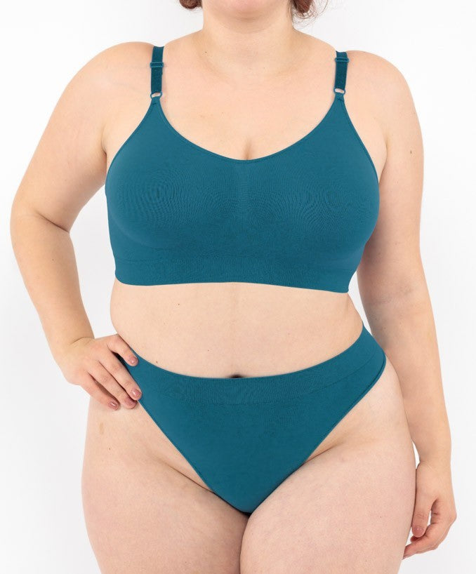 Bralette con Spallini Regolabili Verde Petrolio Curvy per Taglie Forti Plus Size | Leela Lab