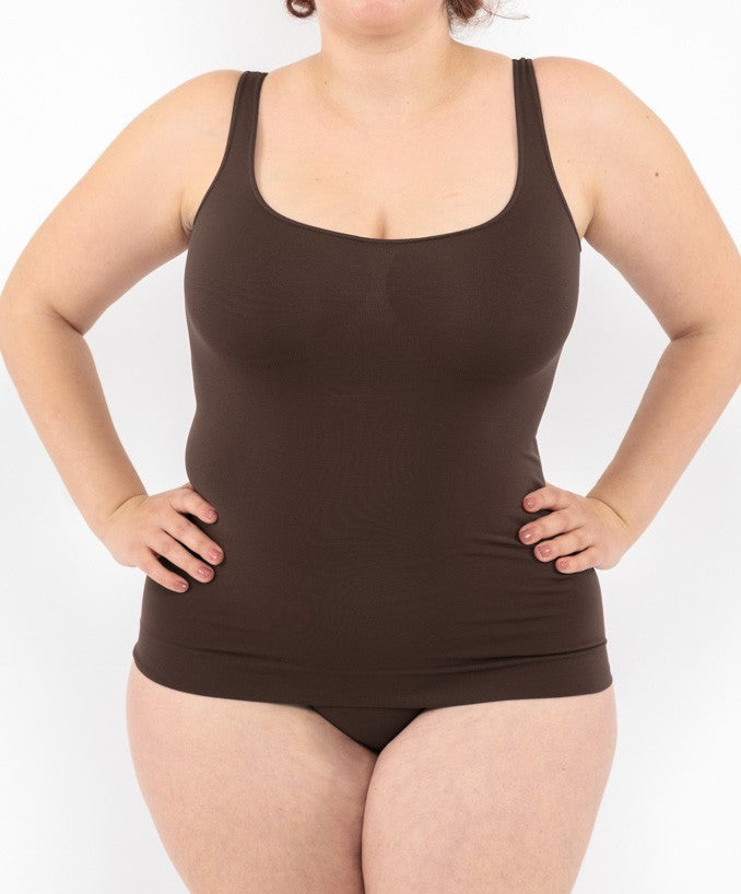 Canotta Basica Caffè Curvy per Taglie Forti Plus Size | Leela Lab
