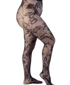 Collant a Rete Floreale Effetto Pizzo Nero Curvy per Taglie Forti | Leela Lab