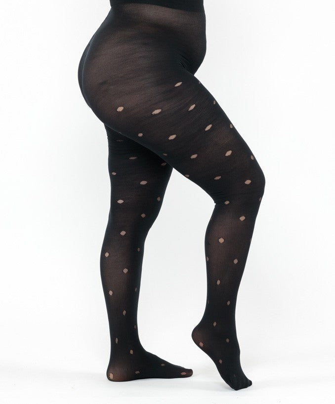 Collant Pois Invertito 60 Den Nero Curvy per Taglie Forti | Leela Lab