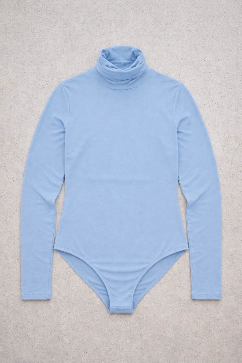 Body Manica Lunga Dolcevita Blu Desaturato Curvy per Taglie Forti | Leela Lab