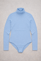 Body Manica Lunga Dolcevita Blu Desaturato Curvy per Taglie Forti | Leela Lab