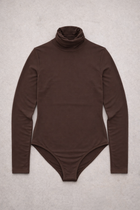 Body Manica Lunga Dolcevita Caffè Curvy per Taglie Forti | Leela Lab