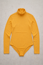 Body Manica Lunga Dolcevita Ocra Curvy per Taglie Forti | Leela Lab