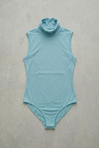 Body Dolcevita Senza Maniche Verde Acqua Curvy per Taglie Forti | Leela Lab
