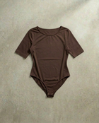 Body Manica Corta Marrone Curvy per Taglie Forti | Leela Lab