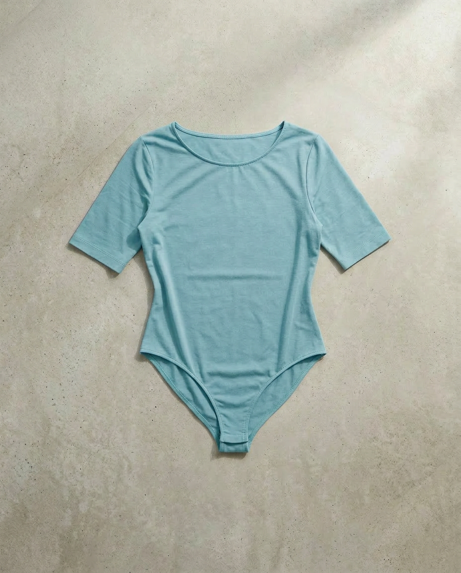 Body Manica Corta Verde Acqua Curvy per Taglie Forti | Leela Lab