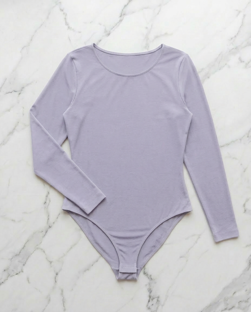 Body Manica Lunga Lilla Curvy per Taglie Forti | Leela Lab