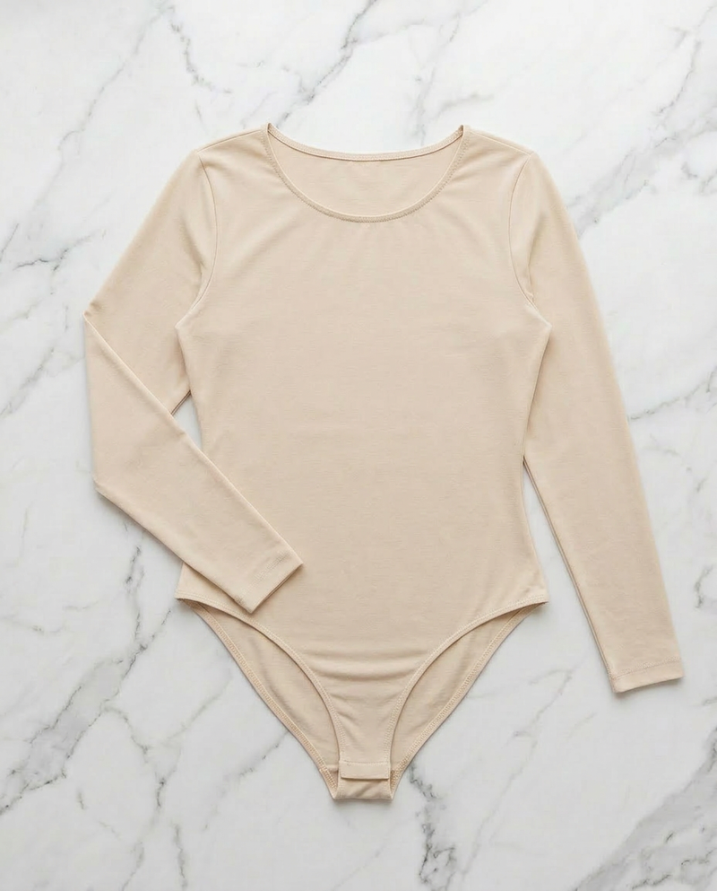 Body Manica Lunga Cipria Curvy per Taglie Forti | Leela Lab