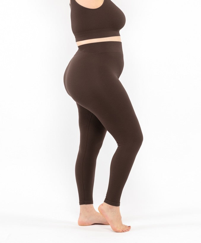 Leggings Costina Caffè Curvy per Taglie Forti Plus Size | Leela Lab