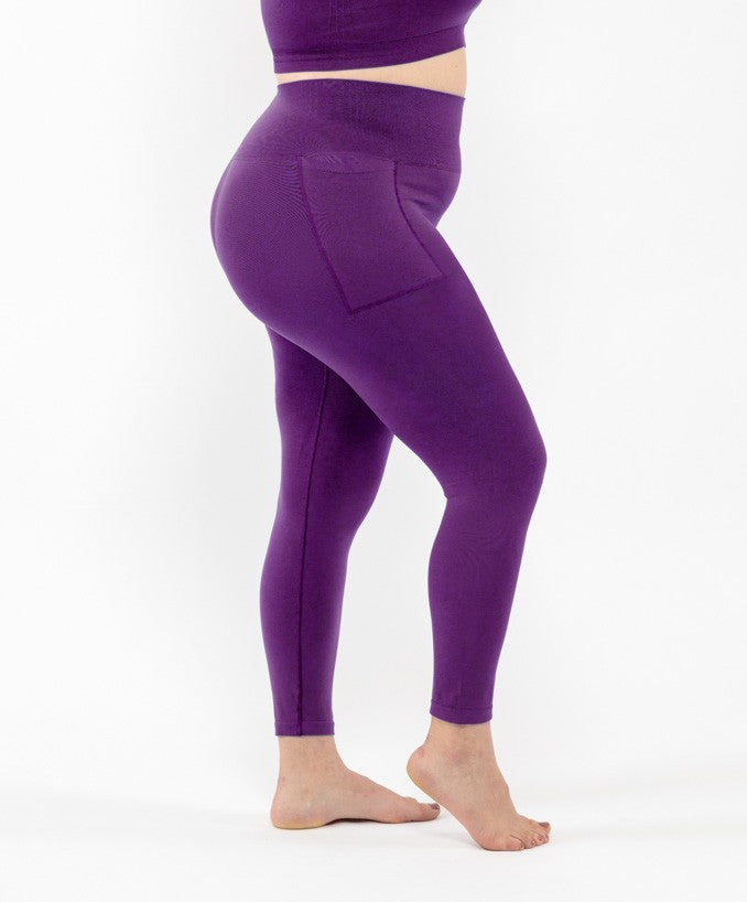 Leggings Sport con Tasca Viola Curvy per Taglie Forti Plus Size | Leela Lab