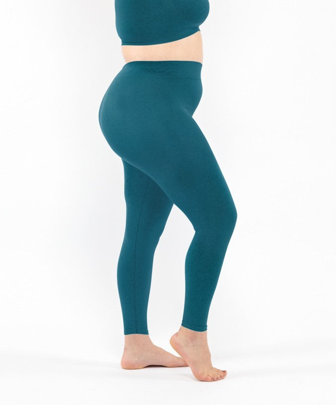 Futuro Fashion - Leggings Lunghi Donna in Morbido Cotone - Taglie Plus - Verde Menta - 48 Vita Classica