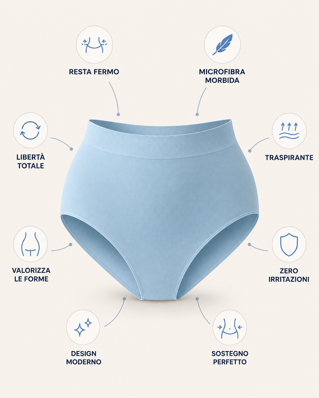 Culotte taille haute - Bleu désaturé